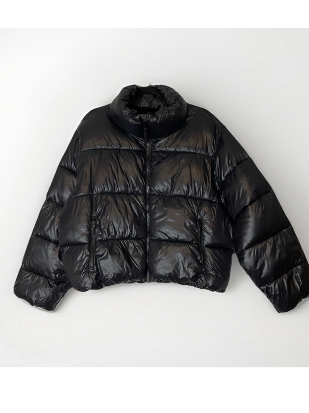 Old Navy Black Cropped Puffer Winter Jacket Coat Large